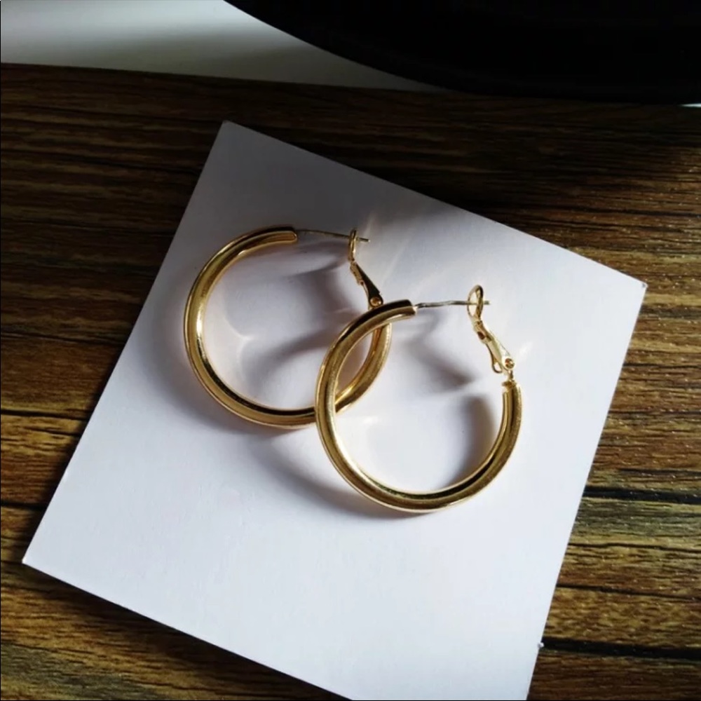 New 14k Gold-Plated Hoop Earrings